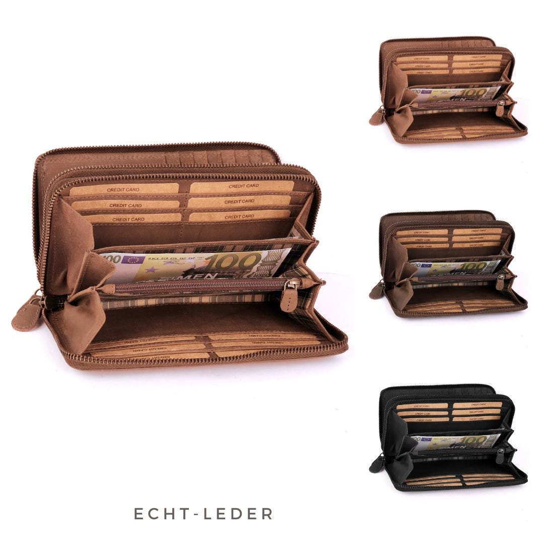 Women's XXL Genuine Leather Wallet - Large RFID Protection Purse