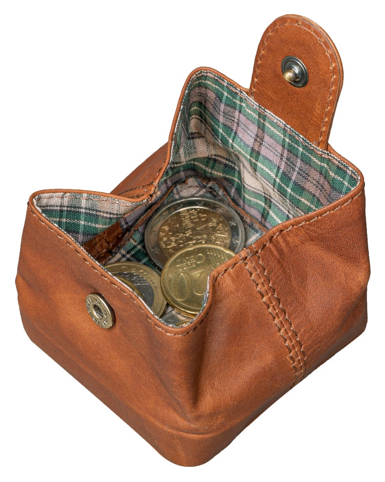 Münzbörse Minigeldbörse mit Kleingeldschütte Wiener Schachtel aus echtem Leder Slim Wallet Schlanke Minibörse Münzen Bild 2