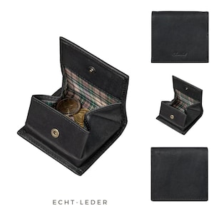 Münzbörse - Wiener Schachtel aus echtem Leder - Minibörse mit Kleingeldschütte - Slim Wallet - Leder Minigeldbörse - Münzen