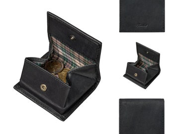 Münzbörse - Wiener Schachtel aus echtem Leder - Minibörse mit Kleingeldschütte - Slim Wallet - Leder Minigeldbörse - Münzen