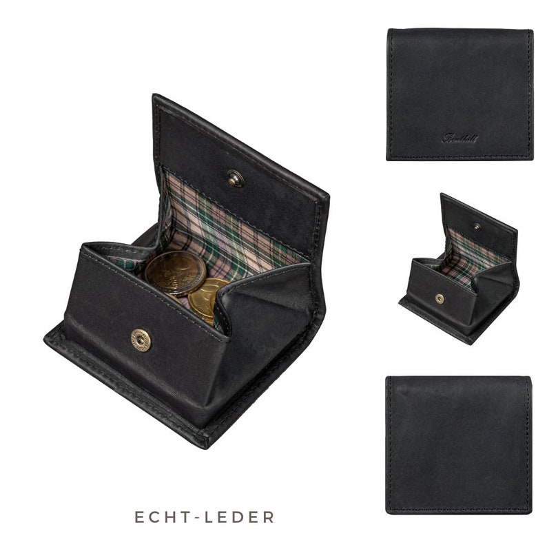 Münzbörse Wiener Schachtel aus echtem Leder Minibörse mit Kleingeldschütte Slim Wallet Leder Minigeldbörse Münzen Bild 1
