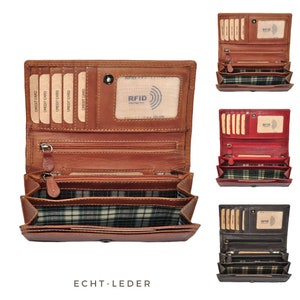 Portemonnaie Damen Leder - Hochwertige Vintage Echt Leder Damen Geldbörse mit RFID Schutz - Frauen Portmonee inkl. Geschenkbox