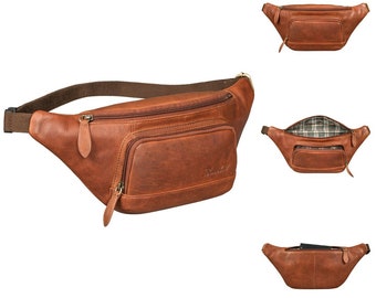 Leather bum bag - genuine leather belt bag made of high-quality cowhide - hiking bag / hip bag - party bag