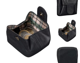 Coin purse - Mini wallet with change compartment - Viennese box made of genuine leather - Slim wallet - Slim mini wallet - Coins