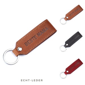 Schlüsselanhänger Echt Leder mit Beste Mama Gravur - Geschenk für Mama - Muttertagsgeschenk - Schlüsselbund inkl. Geschenkbox
