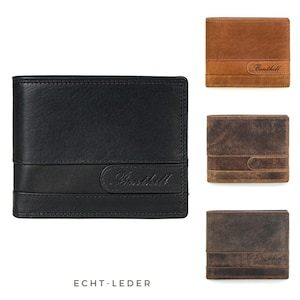 Herren Geldbörse aus Echt-Leder - Geldbeutel mit RFID-Schutz - Großes Portemonnaie für Herren - Vintage Leder