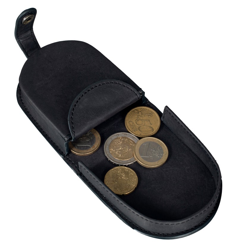 Münzbörse Echt Leder Minigeldbörse mit Kleingeldschütte Leder Kleingeldbörse für Münzen Wiener-Schachtel / Schüttelbörse Bild 4