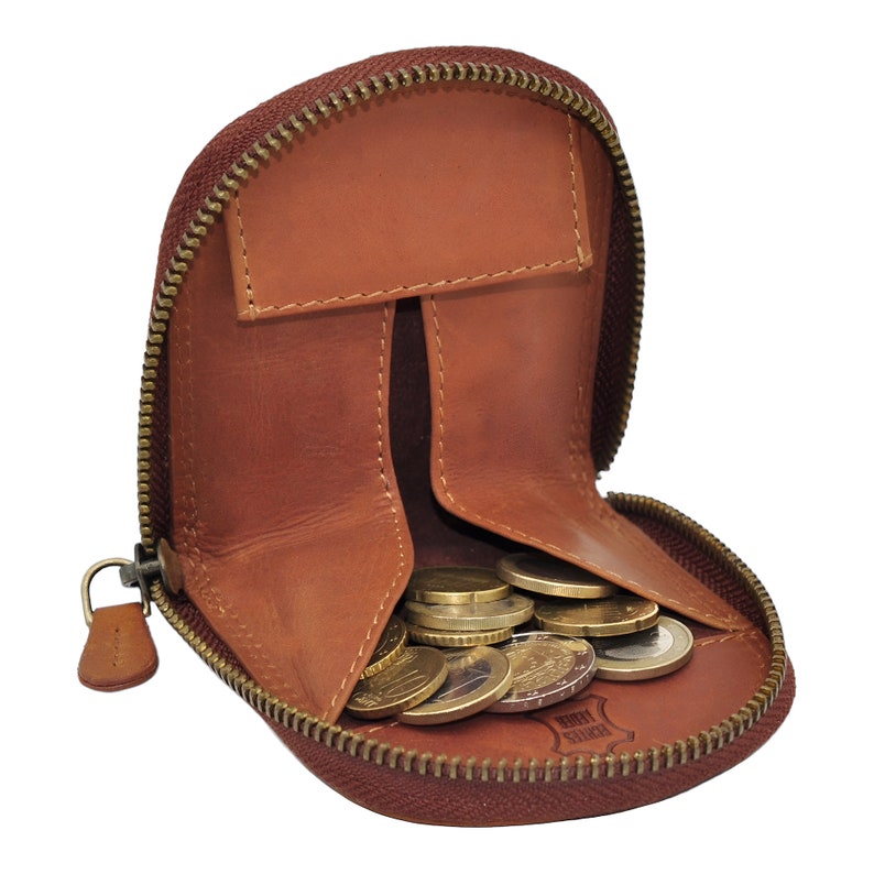 Coin purse genuine leather mini purse for coins with zipper shaker purse women's & men's small purse coin purse image 3