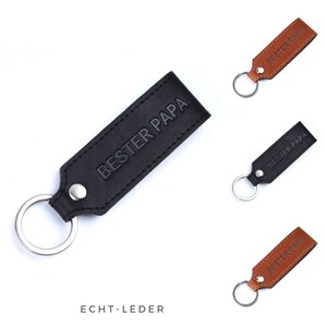 Benthill Schlüsselanhänger Echt Leder mit Bester Papa Gravur - Geschenk für Papa - Vatertagsgeschenk - Schlüsselbund inkl. Geschenkbox
