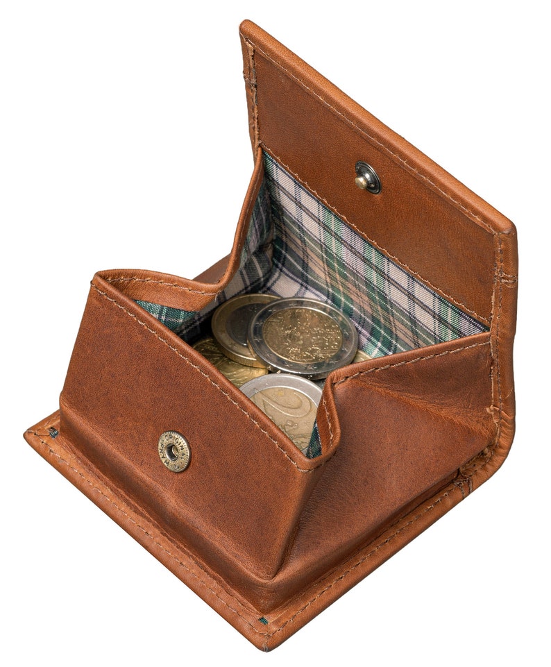 Münzbörse aus Echt-Leder Wiener-Schachtel für Münzen Leder Kleingeldbörse Bild 2