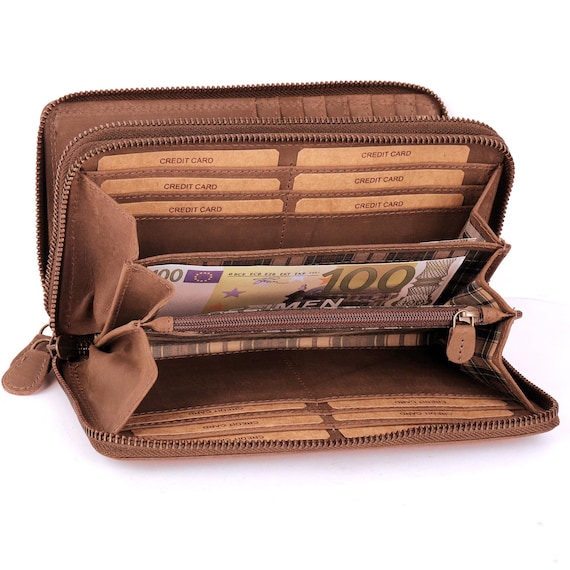 Damen Geldbörse Echt Leder Portemonnaie Herren Geldbeutel Damen