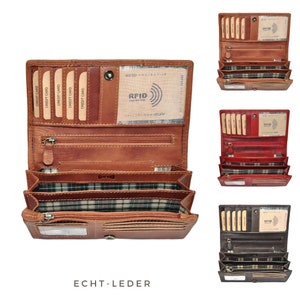 Portemonnaie Damen Leder - Hochwertige Vintage Echt Leder Damen Geldbörse mit RFID Schutz - Frauen Portmonee inkl. Geschenkbox