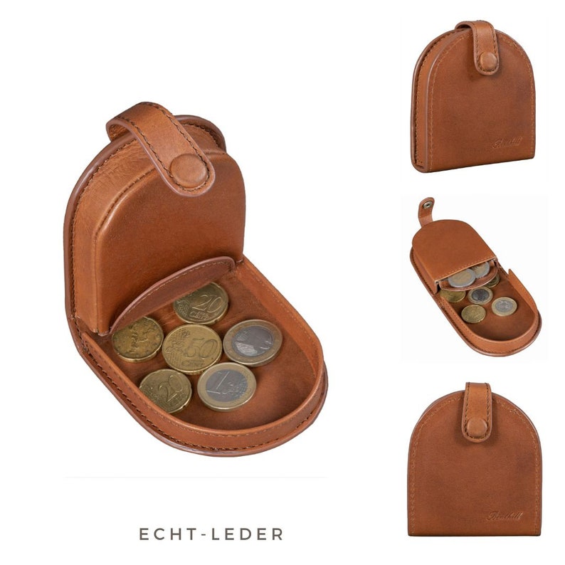 Münzbörse Echt Leder Minigeldbörse mit Kleingeldschütte Leder Kleingeldbörse für Münzen Wiener-Schachtel / Schüttelbörse Bild 1