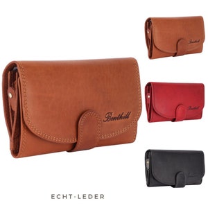 Damen Geldbörse Echt Leder - Portemonnaie RFID Schutz - Portmonee viele Kartenfächer - Echtleder Vintage Damenbörse inkl. Geschenkbox