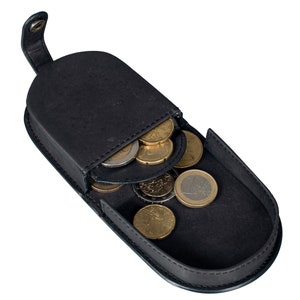 Monedero de cuero real mini bolso con monedero monedero de cuero para monedas caja vienesa / bolso agitador imagen 5