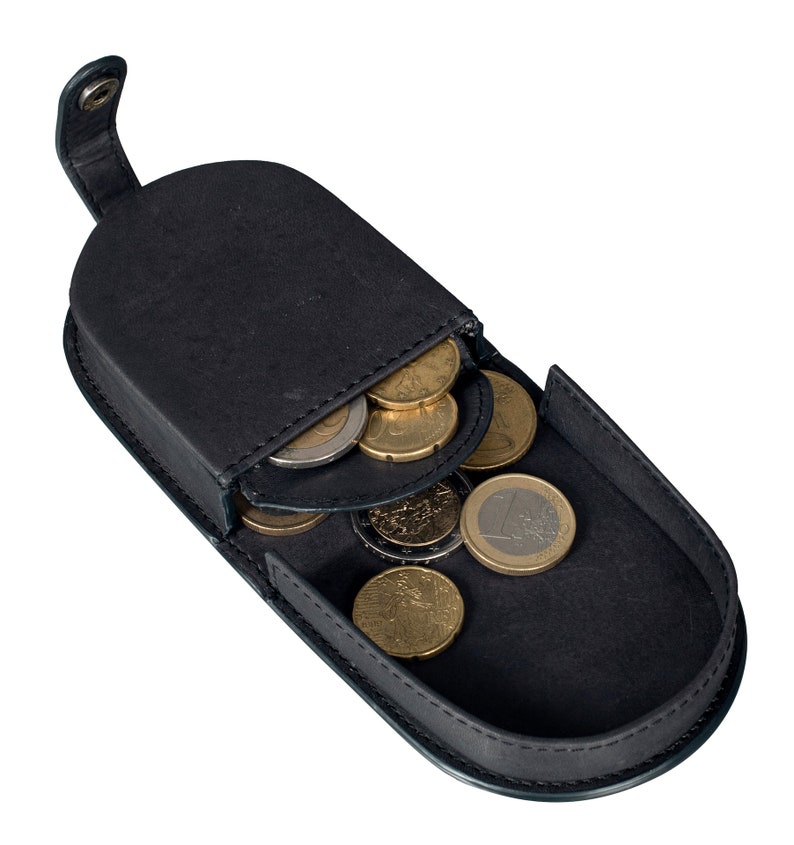 Monedero de cuero real mini bolso con monedero monedero de cuero para monedas caja vienesa / bolso agitador imagen 5