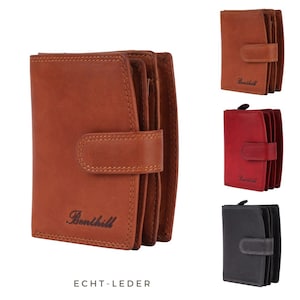 Damen Geldbörse Echt Leder - Geldbeutel mit RFID Schutz - Vintage Frauen Portemonnaie mit viele Kartenfächer inkl. Geschenkbox