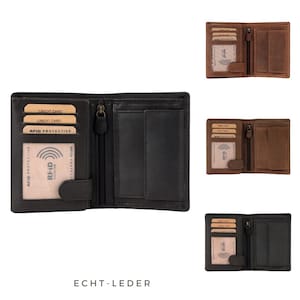 Geldbörse Herren Leder - Geldbeutel mit RFID-Schutz - Slim Portemonnaie für Herren - Echtem Vintage Leder