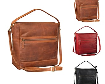 Damen Handtasche aus Leder - Shopper / Ledertasche aus hochwertigen Rindsleder - Vintage Umhängetasche - Schultertasche Damentasche Beutel