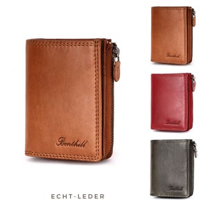 Kleine Geldbörse Echt Leder - Damen & Herrren Geldbeutel mit RFID Schutz - 7 Kartenfächer - Slim-Wallet inkl. Geschenkbox