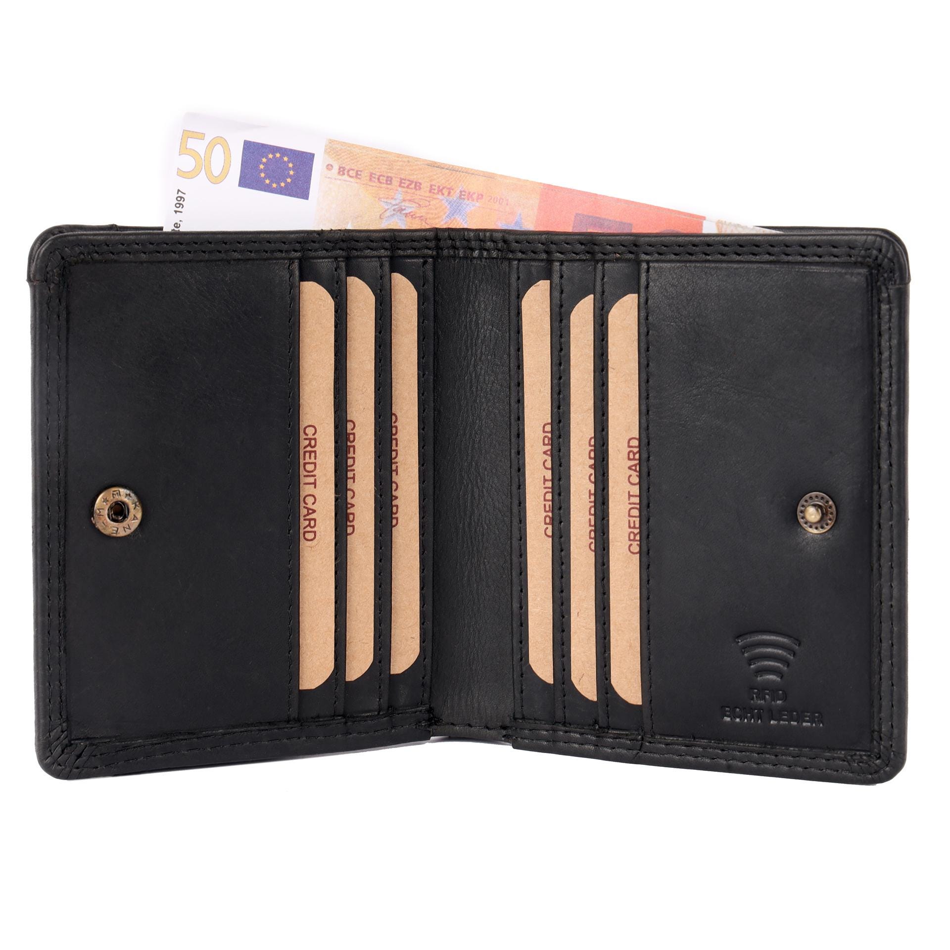 HMT Mini Geldbörse Kleines Portemonnaie Damen Herren  Mini Geldbeutel Braun Aus Echtem Leder Mit Rfid Schutz S0dcu0ug