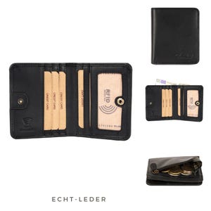 Kleine Leder Geldbörse RFID - Minibörse mit Münzfach aus echtem Leder - Damen & Herren Mini Portmonee