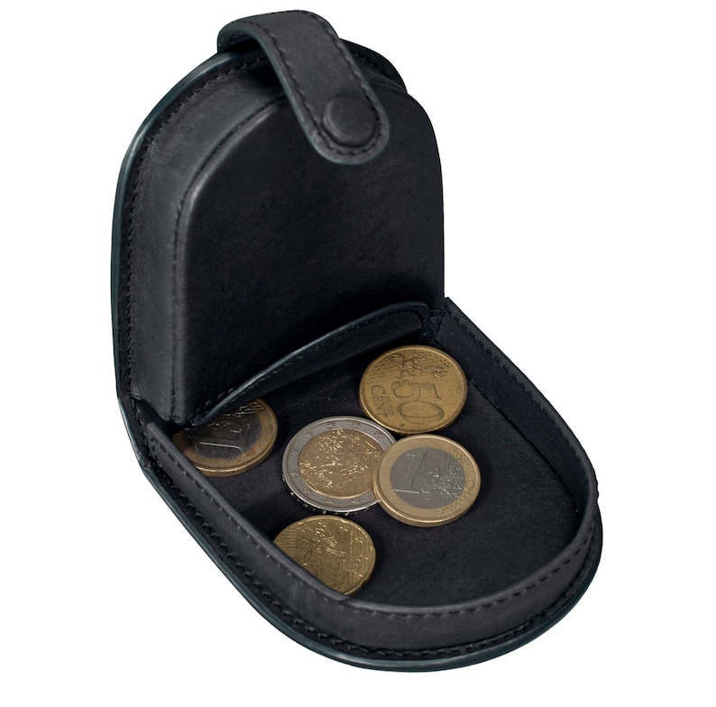 Monedero de cuero real mini bolso con monedero monedero de cuero para monedas caja vienesa / bolso agitador imagen 2