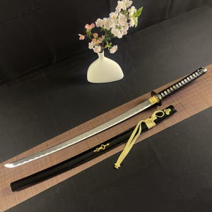 Handmade Japanese Katana 1060 Carbon Steel Wave Pattern Real Samurai Sword