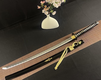 Handmade Japanese Katana 1060 Carbon Steel Wave Pattern Real Samurai Sword