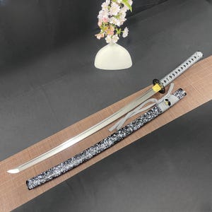 T10 Steel Burnished Blade Handmade Katana With Black Scabbard Real Harmon Japanese Katana