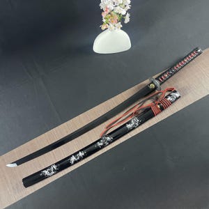 Handmade Katana 1060 High Carbon Steel Black Finish with Black Sheath Samurai Sword
