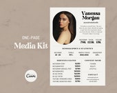 1 Page Media Kit Canva Template | Influencer,Blogger Media Kit | Instagram,TikTok,Youtube Press Kit | Press Kit | All-In-One Media Kit