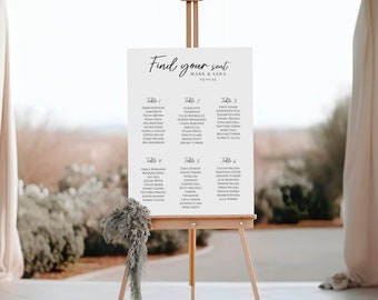 Editable Wedding Seating Chart Template | Elegant Minimal Wedding Seating Plan Sign | Modern Wedding Seating Chart | Instant Download
