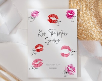 Bachelorette Party Guest Book | Hen Party Guest Book | Kiss The Miss Goodbye | Bachelorette Party | Hen Do Keepsake | Hen Night Games