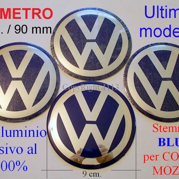 VOLKSWAGEN Vw 9 cm 90 mm AZUL Azul Azul Blau Tapacubos pegatinas tapacubos tapas tapacubos couvre-moyeuxe