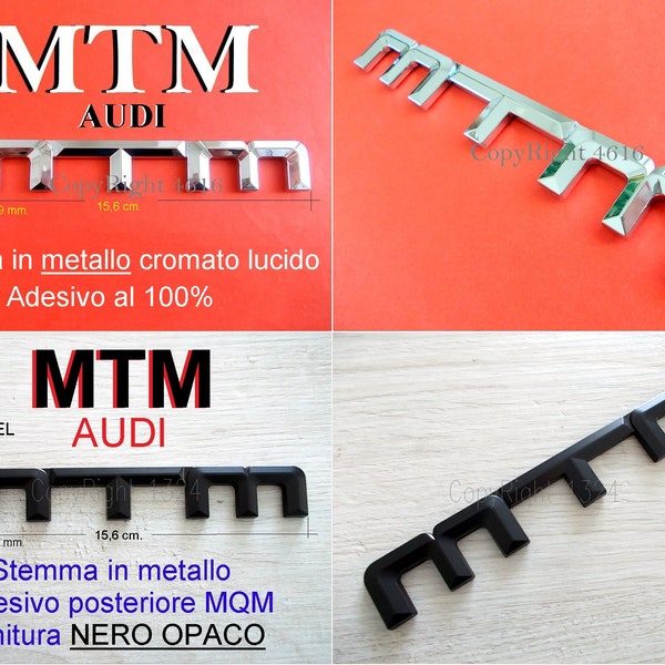 MTM AUDI EMBLEM Rear logo emblem Rear Arrière Trasero Hinteren chrome silver or matt black metal