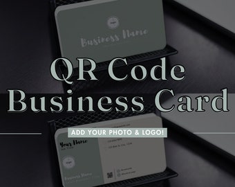 QR Code Business Card Template. DIY editable Canva Design. Modern, Professional, Minimalist style