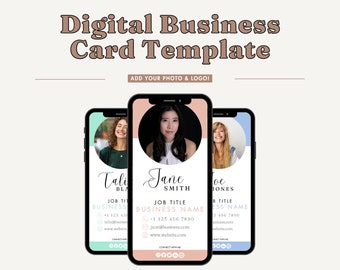 Digital Business Card Template. DIY editable Canva Design. Modern, Professional, Minimalist style