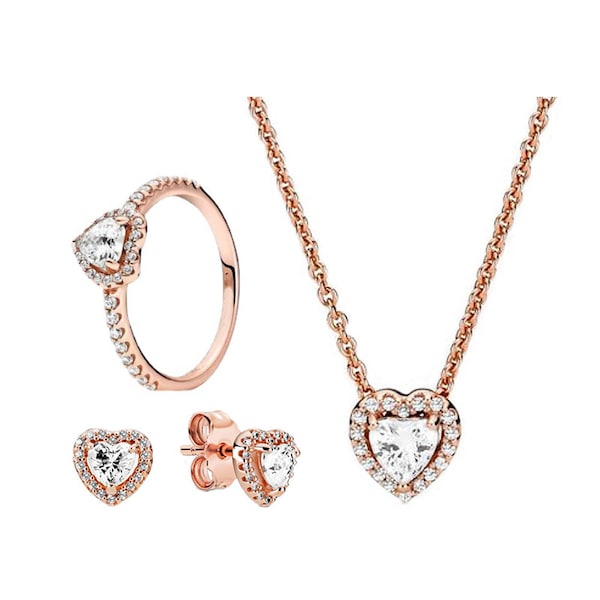 Pandora elevated heart ring rose gold Outlet
