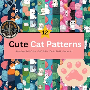 Purrfect Paws: Patrones de descarga digital de Gatito adorable para los creativos amantes de los bigotes Serie 1