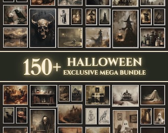 150+ Halloween Art Bundle | Gothic Spooky Gallery Wall Art | Witchy Dark Moody Prints | Vintage Fall Autumn Printable | Digital Download