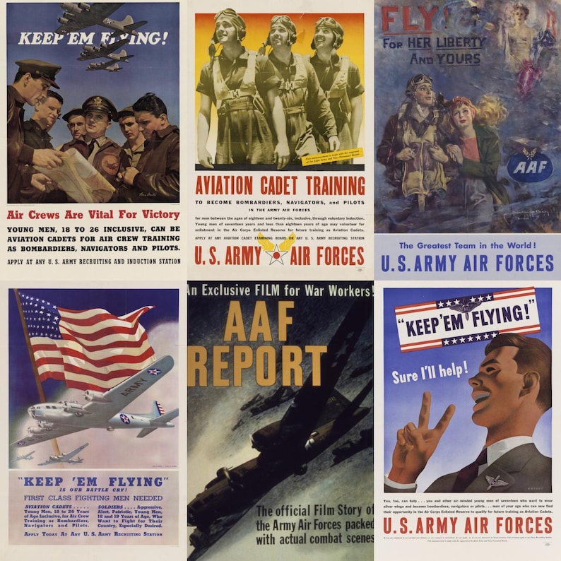 30+ Vintage US Army Air Force Posters Digital Prints, AI Upscaled 8K ...