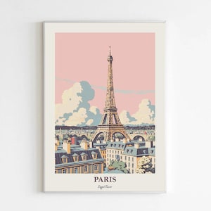 Póster retro de la Torre Eiffel de París, arte mural vintage de París, decoración del hogar con un monumento francés, póster de viaje retro de París, decoración de dormitorios en Francia