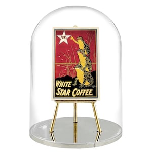 Vintage Style Werbung Poster Druck Miniatur 1899 White Star Coffee Frosch Mini Poster mit vergoldeter Tripod Staffelei