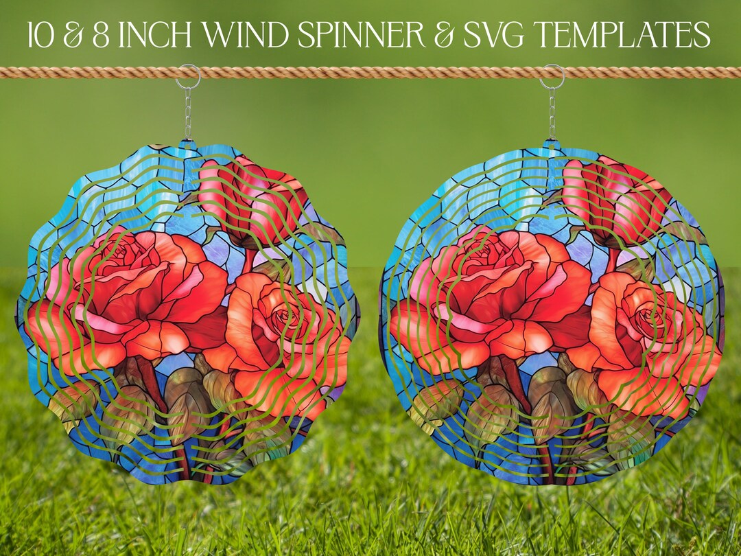Roses Wind Spinner Stained Glass Sublimation Design Template, Wind ...
