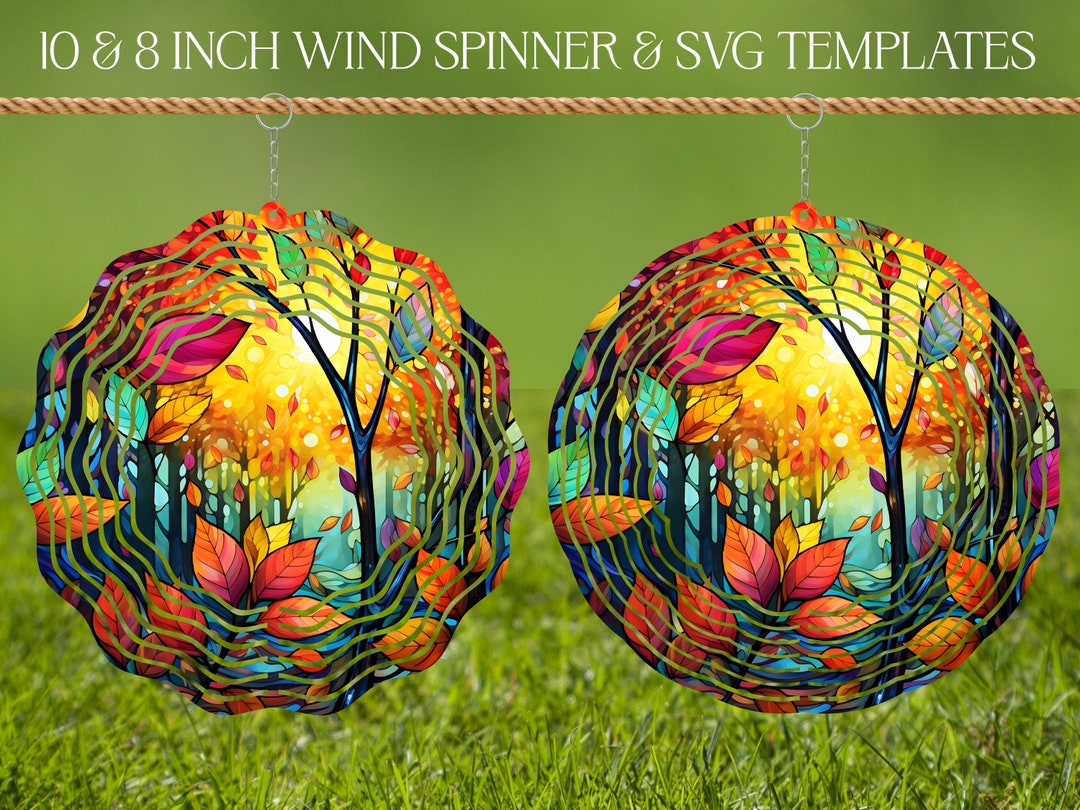 Wind Spinner Stained Glass Sublimation Design Template Fall Scene Wind ...
