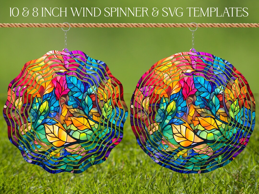Leaf Wind Spinner Stained Glass Sublimation Design Template, Spinner ...