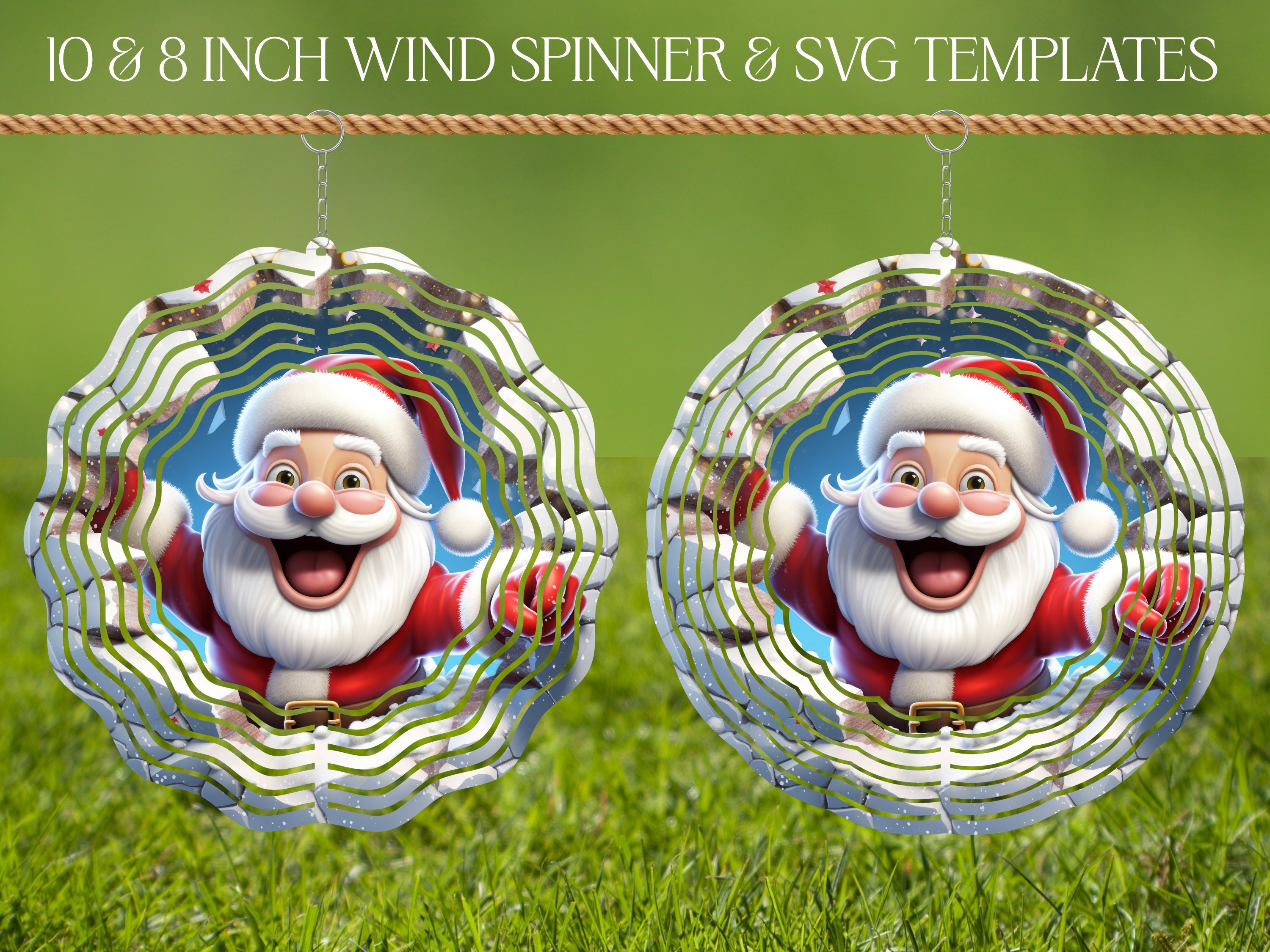 3D Santa Claus Wind Spinner Sublimation Design Template, Wind Spinner ...