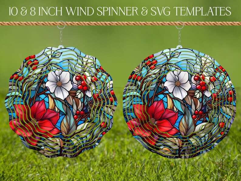 Wind Spinner Stained Glass Sublimation Design Template, Wind Spinner