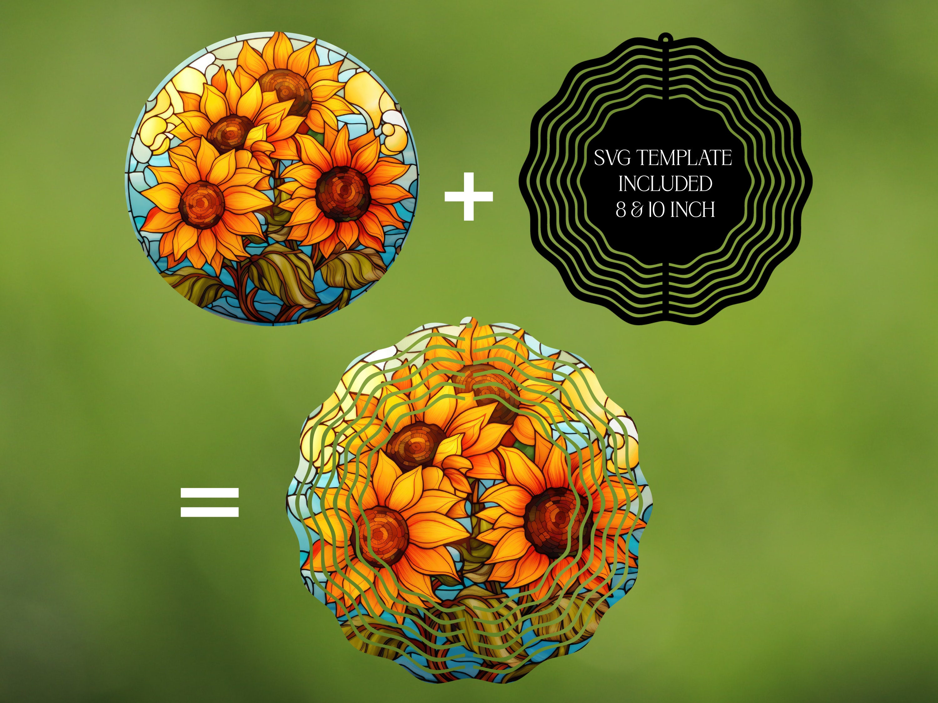 Sunflower Wind Spinner Stained Glass Sublimation Design Template, Wind ...